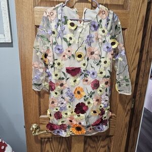 Floral Embroidered Sheer Dress